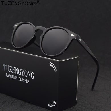 TUZENGYONG Brand Vintage Designer Polarized Sunglasses For Men Traveling Unisex TR90 Round Sun Glasses Driving Eyewear Oculos