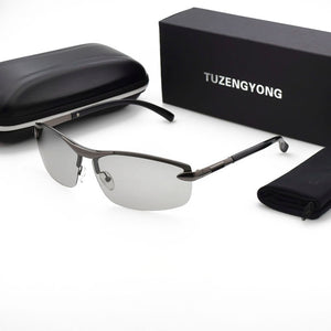 TUZENGYONG Occhiali da sole fotocromatici senza montatura da uomo Occhiali da guida polarizzati giorno e notte Chameleon Antiriflesso UV400 