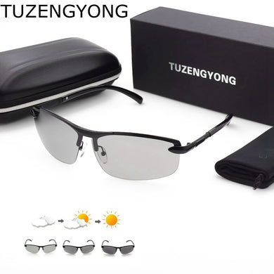 TUZENGYONG Occhiali da sole fotocromatici senza montatura da uomo Occhiali da guida polarizzati giorno e notte Chameleon Antiriflesso UV400 