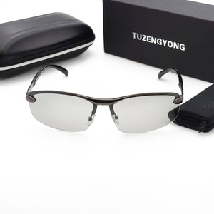TUZENGYONG Occhiali da sole fotocromatici senza montatura da uomo Occhiali da guida polarizzati giorno e notte Chameleon Antiriflesso UV400 