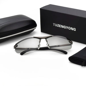 TUZENGYONG Occhiali da sole fotocromatici senza montatura da uomo Occhiali da guida polarizzati giorno e notte Chameleon Antiriflesso UV400 