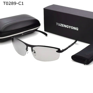 TUZENGYONG Occhiali da sole fotocromatici senza montatura da uomo Occhiali da guida polarizzati giorno e notte Chameleon Antiriflesso UV400 