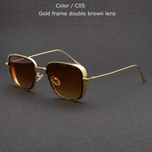 Load image into Gallery viewer, TUZENGYONG Steampunk Sunglasses Men Women Brand Designer Vintage Square Metal Frame Sun Glasses UV400 Oculos de sol