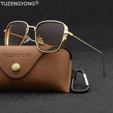 Load image into Gallery viewer, TUZENGYONG Steampunk Sunglasses Men Women Brand Designer Vintage Square Metal Frame Sun Glasses UV400 Oculos de sol