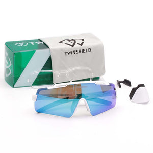 TWINSHIELD Brand Sunglasses Outdoor Sports Glasses Men And Women Fishing Goggles UV400 Black Eyewear Two Nose With Case