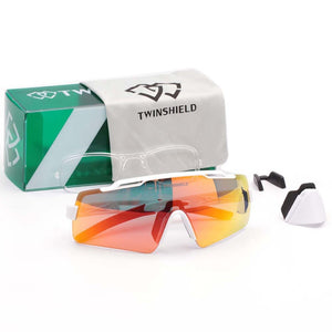 TWINSHIELD Brand Sunglasses Outdoor Sports Glasses Men And Women Fishing Goggles UV400 Black Eyewear Two Nose With Case