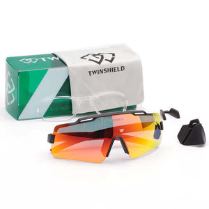 TWINSHIELD Brand Sunglasses Outdoor Sports Glasses Men And Women Fishing Goggles UV400 Black Eyewear Two Nose With Case