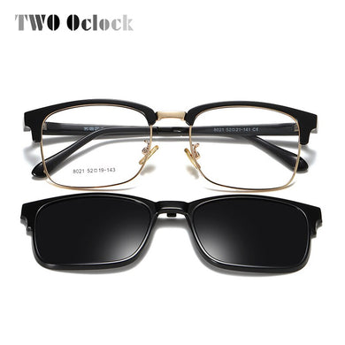 TWO Oclock 2 In 1 Multi-function Optical Frames Magnetic Sunglasses Grade Glasses Male Polarized Clip On Glasses Square Z8021