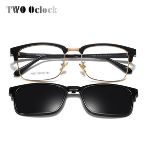 TWO Oclock 2 In 1 Multi-function Optical Frames Magnetic Sunglasses Grade Glasses Male Polarized Clip On Glasses Square Z8021