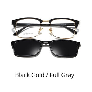 TWO Oclock 2 In 1 Multi-function Optical Frames Magnetic Sunglasses Grade Glasses Male Polarized Clip On Glasses Square Z8021