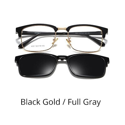 TWO Oclock 2 In 1 Multi-function Optical Frames Magnetic Sunglasses Grade Glasses Male Polarized Clip On Glasses Square Z8021