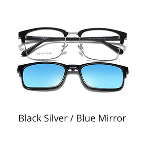 TWO Oclock 2 In 1 Multi-function Optical Frames Magnetic Sunglasses Grade Glasses Male Polarized Clip On Glasses Square Z8021