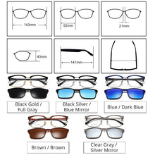 Load image into Gallery viewer, TWO Oclock 2 In 1 Multi-function Optical Frames Magnetic Sunglasses Grade Glasses Male Polarized Clip On Glasses Square Z8021