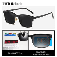Load image into Gallery viewer, TWO Oclock 2 In 1 Multi-function Optical Frames Magnetic Sunglasses Grade Glasses Male Polarized Clip On Glasses Square Z8021