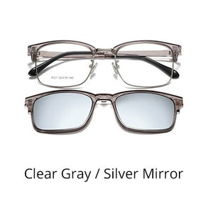 TWO Oclock 2 In 1 Multi-function Optical Frames Magnetic Sunglasses Grade Glasses Male Polarized Clip On Glasses Square Z8021