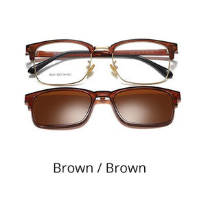 TWO Oclock 2 In 1 Multi-function Optical Frames Magnetic Sunglasses Grade Glasses Male Polarized Clip On Glasses Square Z8021