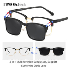 Load image into Gallery viewer, TWO Oclock 2 In 1 Multi-function Optical Frames Magnetic Sunglasses Grade Glasses Male Polarized Clip On Glasses Square Z8021