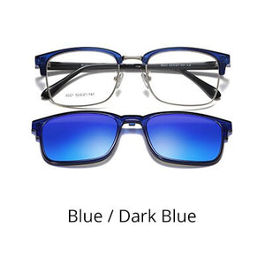 TWO Oclock 2 In 1 Multi-function Optical Frames Magnetic Sunglasses Grade Glasses Male Polarized Clip On Glasses Square Z8021