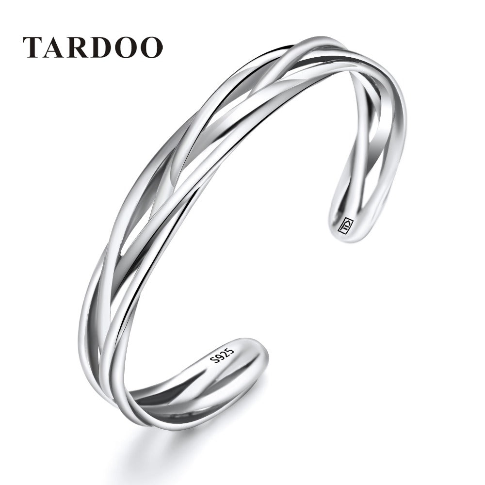 Authentic 925 Sterling Silver Bracelets & Bangles for Women Weave Shape Simple&Minimalist Style Silver 925 Jewelry