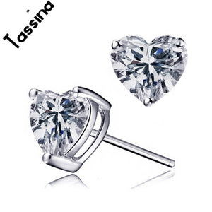New 2017 Heart Shaped Cubic Zirconia Stud Earrings CZ Stone Fashion Jewelry For Women Love Gift YT-4246