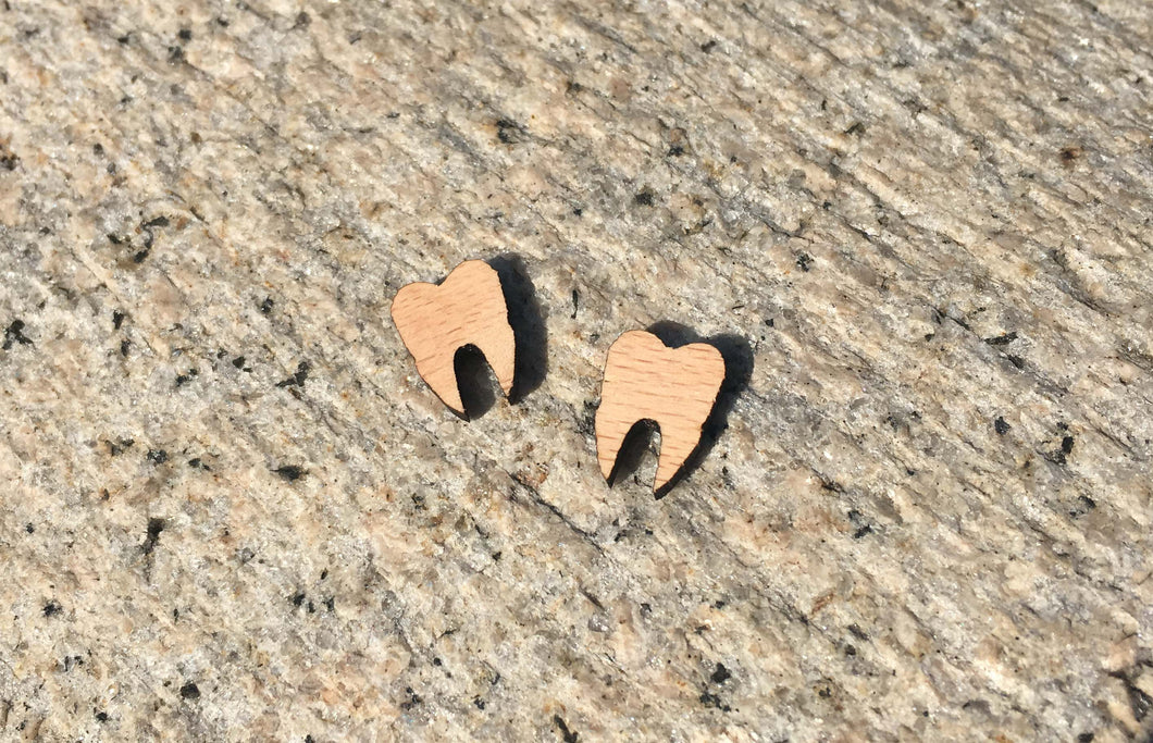 Teeth Lasercut Earrings Tooth Stud Man's Teeth Wooden Earring Woman's Teeth Handmade Earrings X 1 Pair
