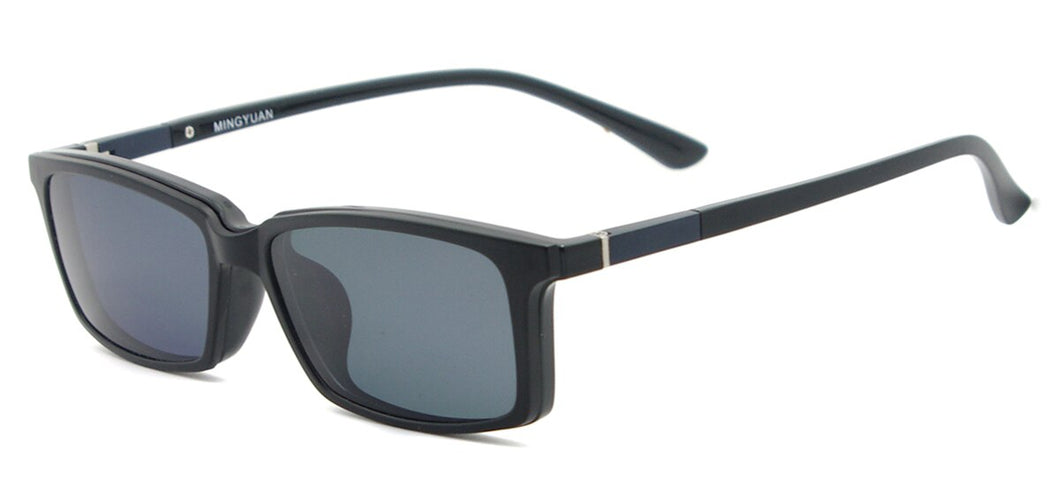 TendaGlasses Lightweight Flexible Rectangular TR90 Men Women Prescription Eyeglass Frame with Polarized Clip On Sunglasses