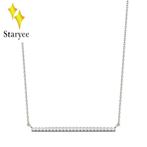 Test Positive 18K Solid White Gold 0.36ct GH Round Engagement Band Moissanite Bar Pendant Lab Diamond Necklaces Chain For Women