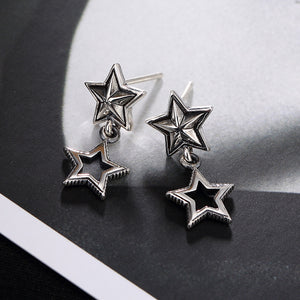 Thai Silver Gothic Wind Ways Stars Stud Earrings Earrings Wholesale Unique Personality