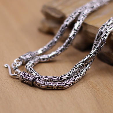 Thai goods wholesale silver S925 silver Thai handmade antique silver 4mm men and women necklace diameter 50cm (20 inches)