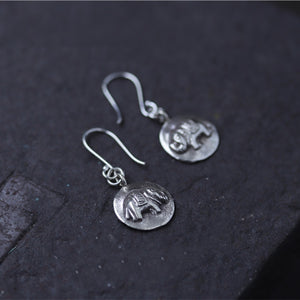 Thai original handmade Drop Earrings S925 Retro sterling silver elephant earrings bump irregular dangle earrings female models