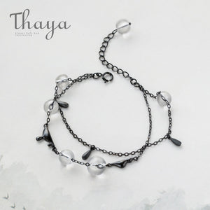 Ink Gemstone Bracelet Bead Crystal s925 Silver Smooth Comfort Black Chain Jewelry for Women Story Elegant Gift