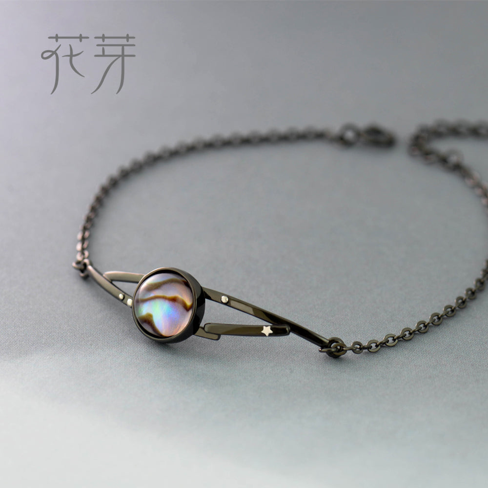 milky Stars design bracelet natural abalone shell s925 silver black bracelet with halo stone jewelry for women gift