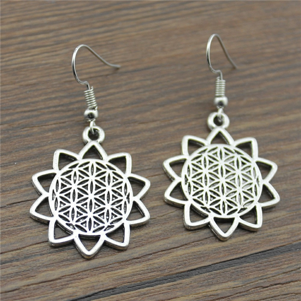 The Flower Of Life Drop Earrings Fashion The Flower Seed Of Life Earrings Danging Seed Of Life Earrings For Women