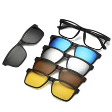 Load image into Gallery viewer, The Fashionable Five-piece Polarized Sunglasses Magnetic Clip-on Eyeglass Lens Magnetic Clips Set 2202PC Glasses Frame