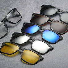 Load image into Gallery viewer, The Fashionable Five-piece Polarized Sunglasses Magnetic Clip-on Eyeglass Lens Magnetic Clips Set 2202PC Glasses Frame