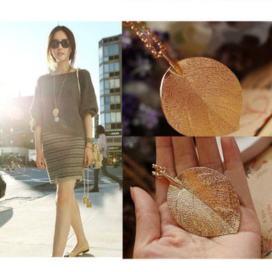The New Restoring Elegant Necklace Women Gold Color Leaf Necklaces & Pendants Sweater Chain Bijoux Femme Fashion Jewelry