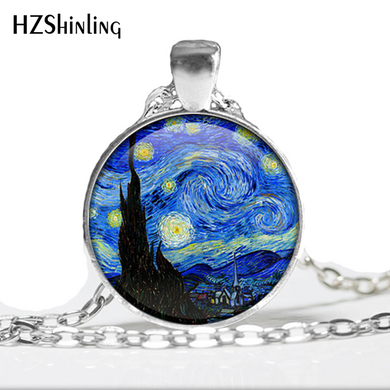 The Starry Night by Vincent Van Gogh 1889- Handmade Keepsake Pendant - Impressionism - Stars - Blue - Night Time - Evening Star