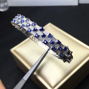 The latest design of Natural Sapphire Bracelet high-end jewelry Monopoly 925 silver wear perfect effect