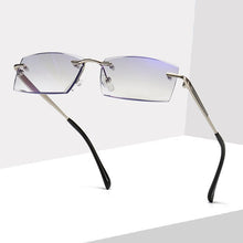 Load image into Gallery viewer, The business men&#39;s anti-blue light reading glasses frameless metal clear diamond trimmed old glasses
