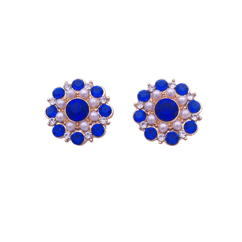 The new stud earrings Fashion simple blue pearl earrings Girl earrings party gift