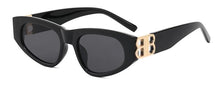 Load image into Gallery viewer, Thick Acetate Cat Eye Sunglasses Black Gold Letter B Sun Glasses 2023  Designer Womens Shades UV Rays Eyewear