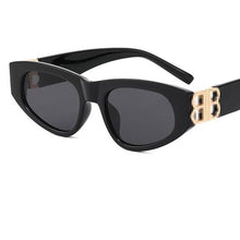 Load image into Gallery viewer, Thick Acetate Cat Eye Sunglasses Black Gold Letter B Sun Glasses 2023  Designer Womens Shades UV Rays Eyewear