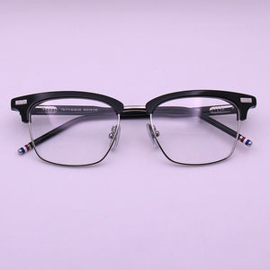 Thom Alloy Acetate Semi Rimless Prescription Glasses Frame Men Women Myopia Optical Eyewear TB711 Brand Square Eyeglasses