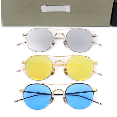 Thom Brand Classic Vintage Round Pilot Alloy Sunglasses TB903 Men Sun Glasses with Colored Lens Women UV Protection gafas