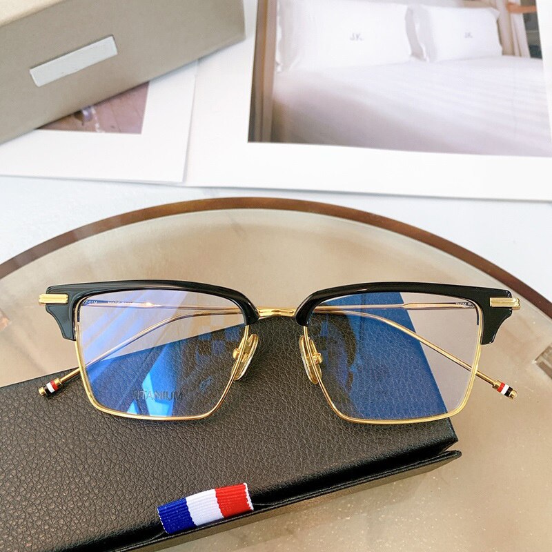 Thom Brand Designer Titanium Acetate Half Frame Glasses Men Women Square Semi Rimless Eyeglasses Optical Prescription Eyewear