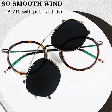 Thom Vintage Glasses Frame For Men Women TB710 Myopia Spectacle Eyeglasses With Polarized Clip Eyewear With Original Box