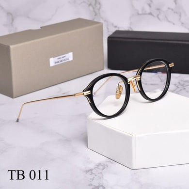 Thom  Round Acetate Alloy Temple Glasses frames for Men and Women TB011 eyeglasses myopia reading eyewear Oculos