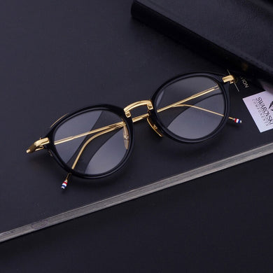 Thom TB011 Metal Acetate Glasses Frame Men Women Retro Round Circle Eyeglasses Myopia Optical Prescription Eyewear Oculos