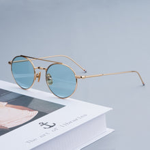 Load image into Gallery viewer, Thom Vintage Alloy Sunglasses Retro Round Metal Eyeglasses Frame for Male and Female Blue lens Anti-uv400 Male Mirror Sunglasses