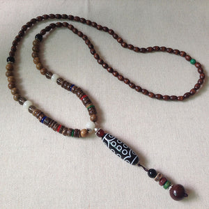 Tibet Ethnic Style Natural 21 Eyed Dzi Beads Charm Pendant mantras amulet Dzi Wenge Beads Necklace Fashion for Men and Women